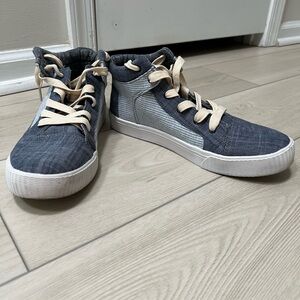 Toms Chambray High Tops, Size 8
